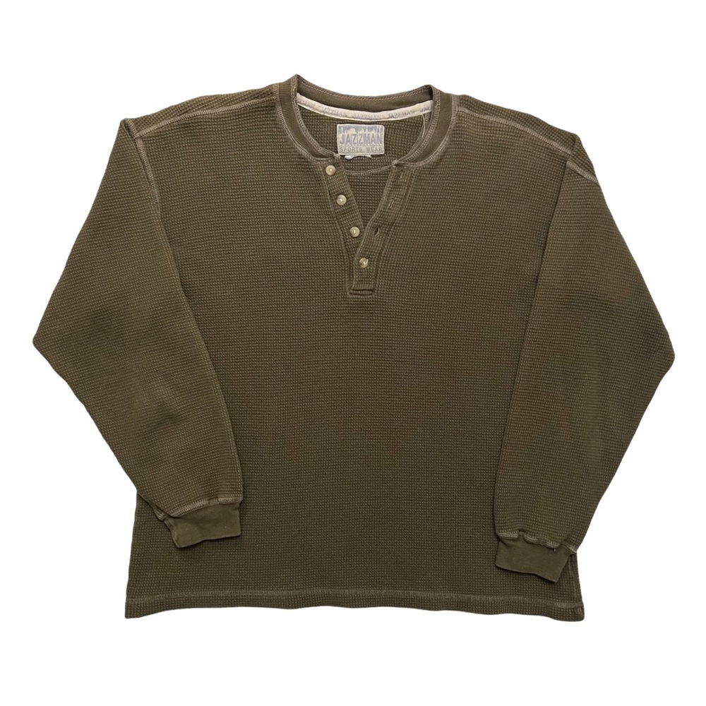 Vintage 80’s Blank Army Green Thermal Long Sleeve